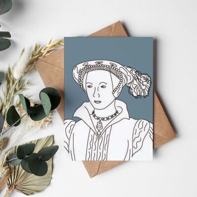 Katherine Parr line drawing greeting card