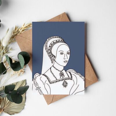 Katherine Howard line drawing greeting card