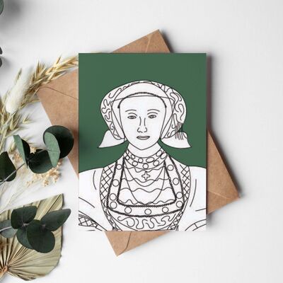 Anne of Cleves line drawing greeting card