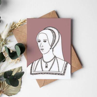 Anne Boleyn line drawing greeting card