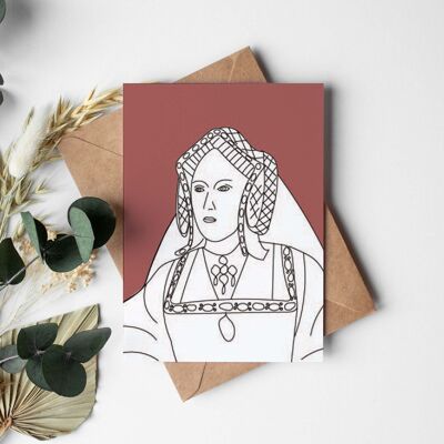 Katherine of Aragon line drawing greeting card A