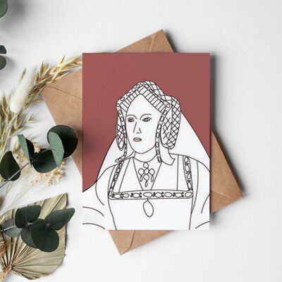 Katherine of Aragon line drawing greeting card A