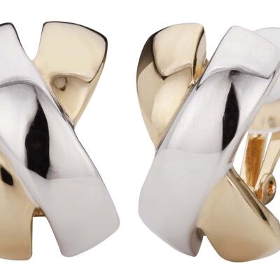 Traveller Clip Earrings 2-tone X-shape - 138057