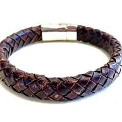 Men's bracelet braided leather brown