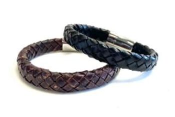 Bracelet homme cuir tressé marron 3