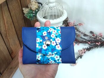 Portefeuille et porte-monnaie origami sakura bleu 2