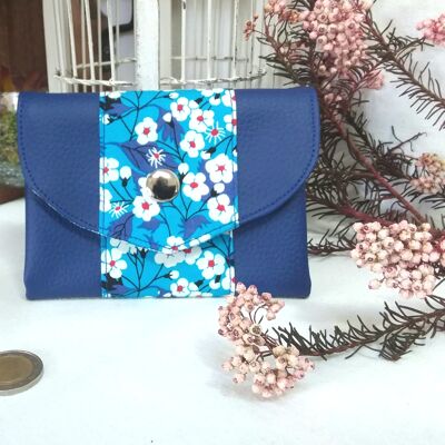 Cartera y monedero origami sakura azul
