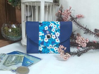 Portefeuille et porte-monnaie origami sakura bleu 3
