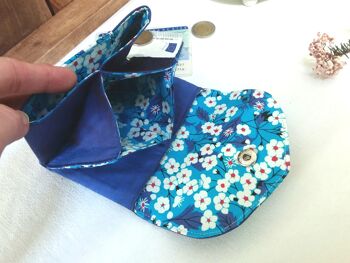 Portefeuille et porte-monnaie origami sakura bleu 4