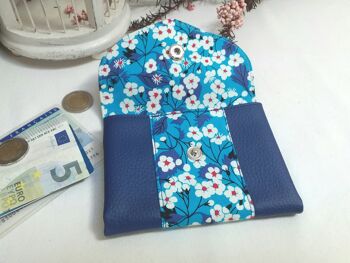 Portefeuille et porte-monnaie origami sakura bleu 6