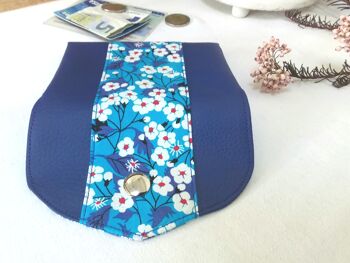 Portefeuille et porte-monnaie origami sakura bleu 7