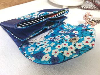 Portefeuille et porte-monnaie origami sakura bleu 9