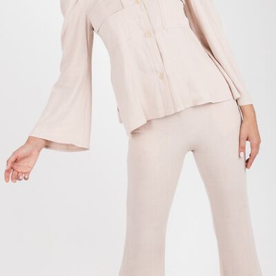 Linen shirt with flared puff sleeves