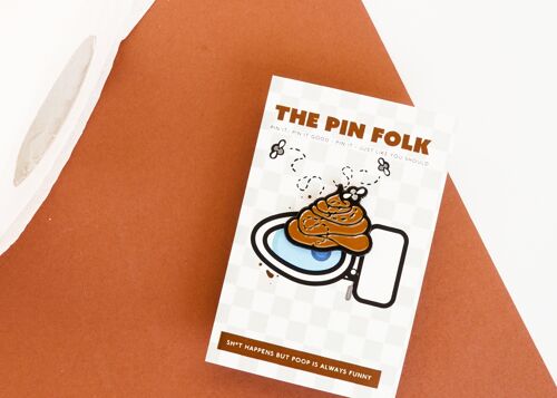 Poop Enamel Pin Badge Cute Funny Lapel Pin Poo Shit with Bugsby the Fly