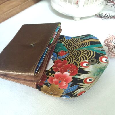 Kompakte Brieftasche und Geldbeutel aus bronzefarbenem Origami