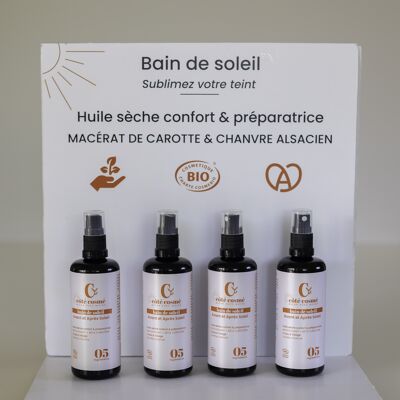 4 x Bain de soleil  - Huile Sèche Avant & Après Soleil - Corps & Visage - 5 ingrédients COSMOS ORGANIC