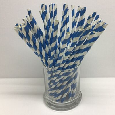 3000 Blue and White Paper Straws