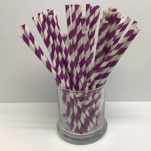 12000 Purple and White Paper Straws