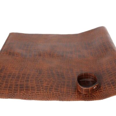 Chemin de table 150 cm simili cuir croco marron clair