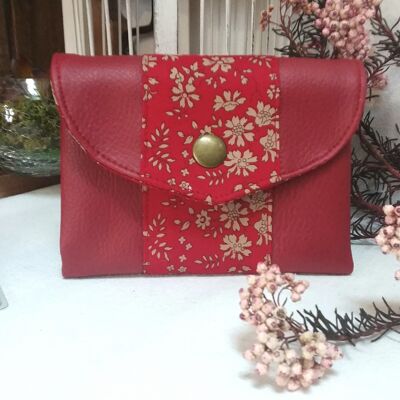 Origami wallet and purse in Liberty and burgundy imitation leather
