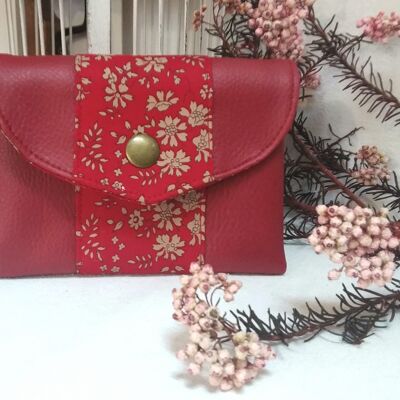 Origami wallet and purse in Liberty and burgundy imitation leather