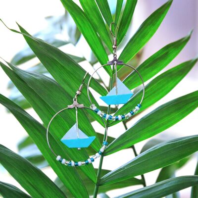 Boucles d'oreilles origami - Créoles océan