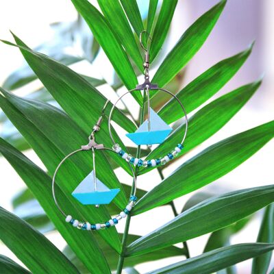 Origami earrings - Ocean hoops