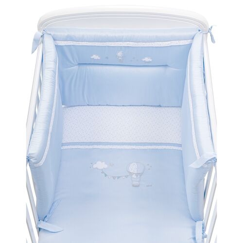 3 pcs. Embr. bed set (bumper, coverlet, pillowcase) - COLOURED GROUND LIGHT BLUE