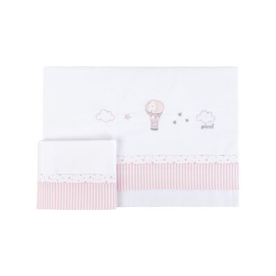 3 pcs. Set sheets for bed embr. - PINK