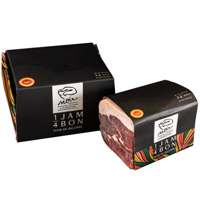 Quart de Jambon Noir de Bigorre AOP, sans os, découenné - affinage 24 mois - Avec une boîte cadeau