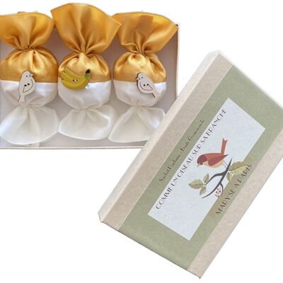Box of 3 Gourmet Fruit scents - gold color