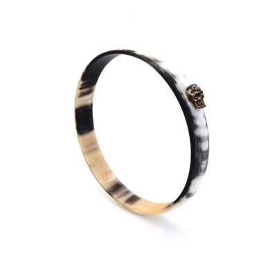 Horn bangle with silver skull - S