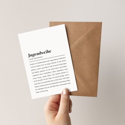 Jugendweihe definition: folding card with envelope