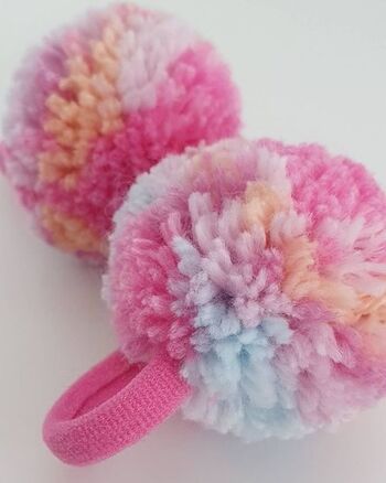 Pompon arc-en-ciel simple - Arc-en-ciel lilas (pompom-hair-bobbles-24) 5