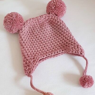 Raspberry Cashmerino Tie Hat - Child