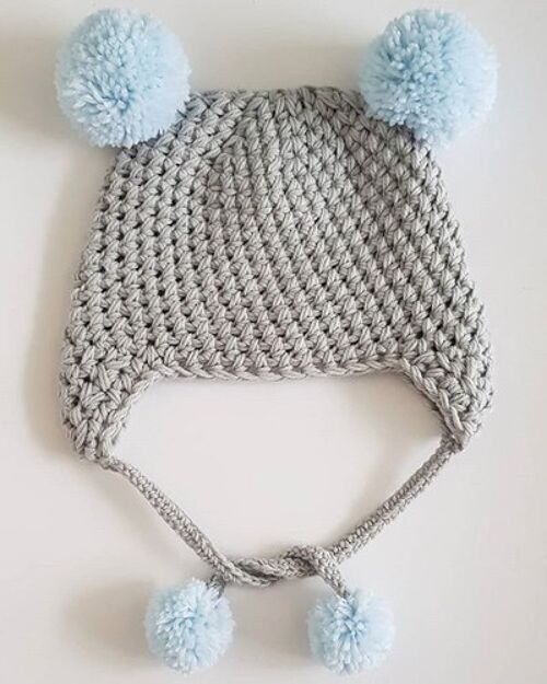 Baby Blue and Grey Toddler Hat - Adult