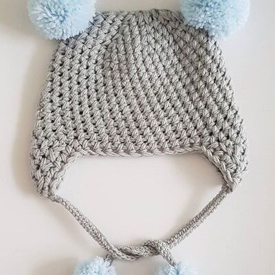 Gorro Bebé Azul y Gris Niño - Adulto