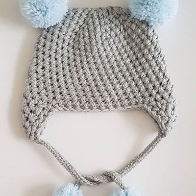 Baby Blue and Grey Toddler Hat