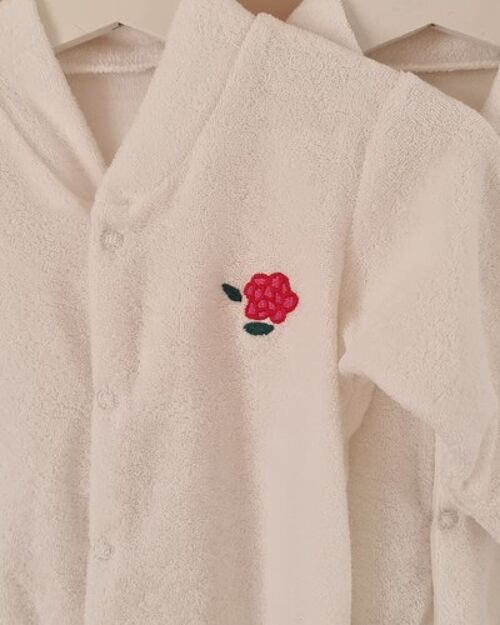 Raspberry Sleepsuit White Toweling