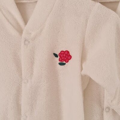 Raspberry Sleepsuit White Toweling