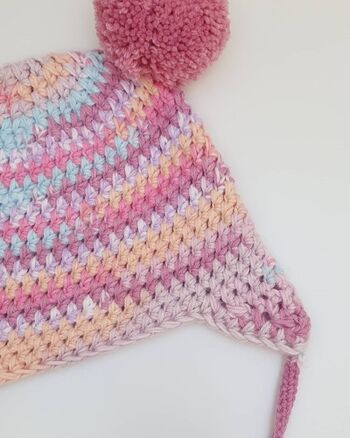 Bonnet Pompon Arc-en-Ciel et Rose Framboise - Enfant 2