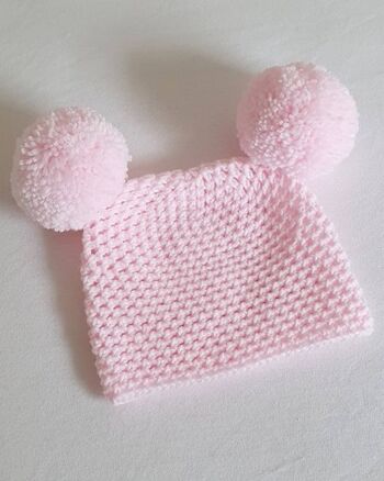 Bonnet Double Pompon Rose Bubblegum 2