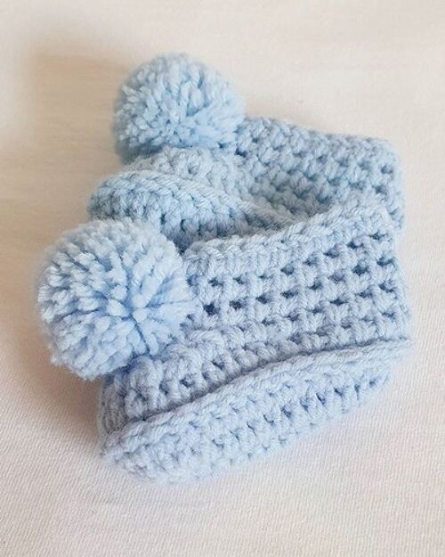Baby Blue Pompom Booties