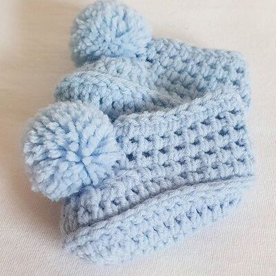 Baby Blue Pompom Booties