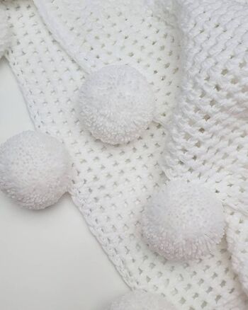 Couverture Crochet Pompon Tout Blanc - Bébé - Non 2