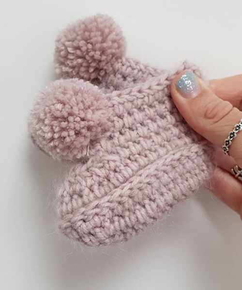 Mohair Pink Pompom Booties
