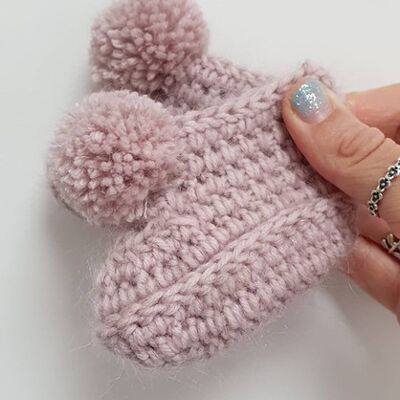 Mohair Pink Pompom Booties