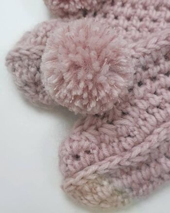 Chaussons Mohair Rose Pompons 2