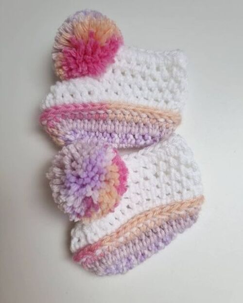 Lilac Rainbow Pompom Booties