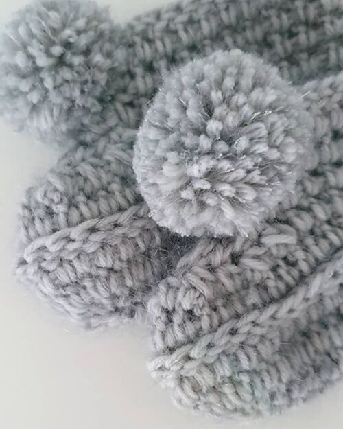 Mohair Grey Pompom Booties